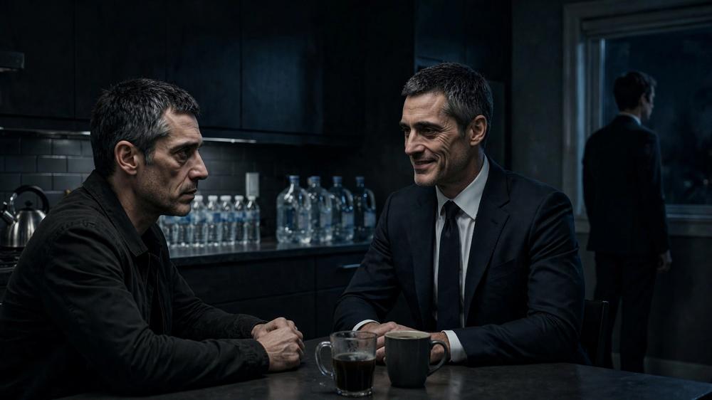 The two men at the kitchen table